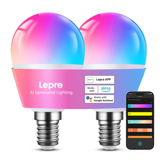 LED крушка LEPRO BP1-2 E14 с Bluetooth и Wi-Fi, 470 lm, 2 броя