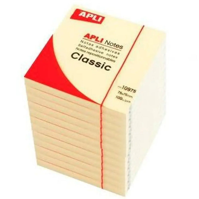 Лепящи Листчета Apli CLASSIC Жълт 75 x 75 mm (12 броя)
