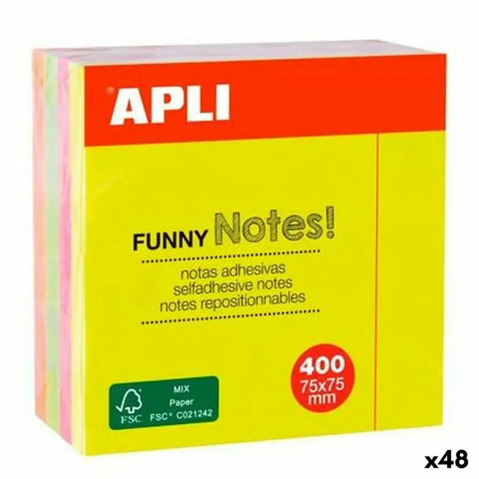 Лепящи Листчета Apli Funny Многоцветен 75 x 75 mm (48 броя)