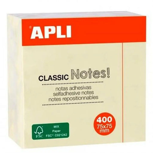 Лепящи Листчета Apli CLASSIC Жълт 75 x 75 mm (48 броя)