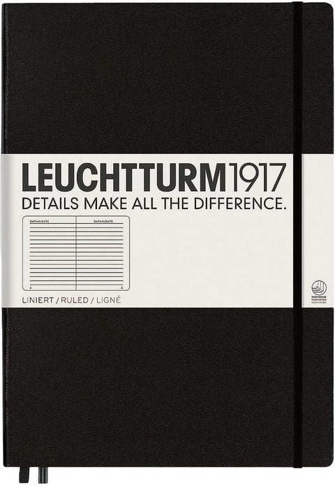 Тефтер Leuchtturm1917 Master Classic - А4+, черен, страници на редове