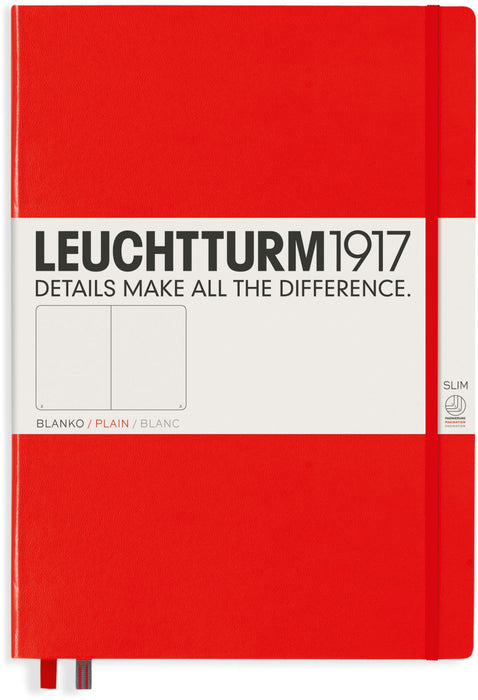 Тефтер Leuchtturm1917 Master Slim - А4+, бели страници, Red