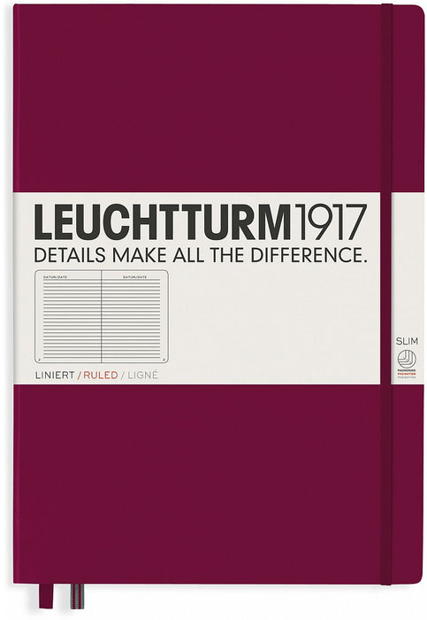 Тефтер Leuchtturm1917 Master Slim - А4+, линиран, Port Red