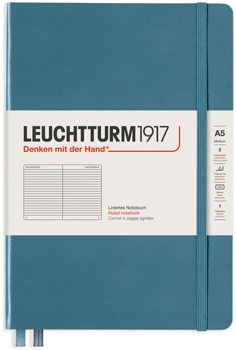 Тефтер Leuchtturm1917 Rising Colors - А5, линиран, Stone Blue
