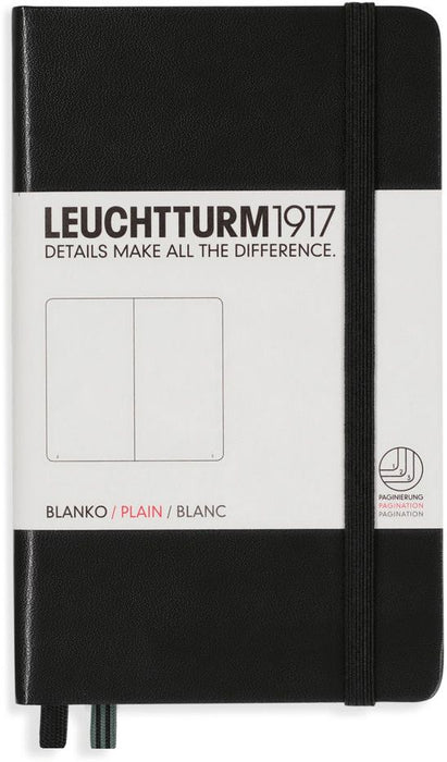 Джобен тефтер Leuchtturm1917 - A6, бели страници, Black
