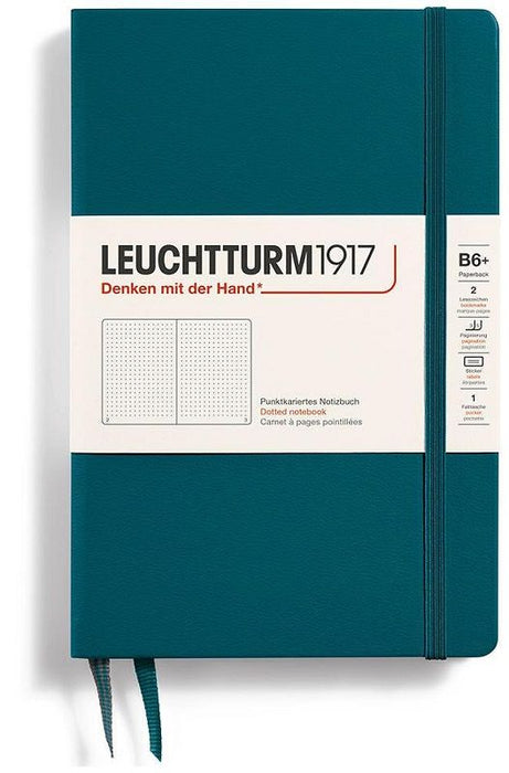 Тефтер Leuchtturm1917 Paperback - B6+,зелен, страници на точки, твърди корици