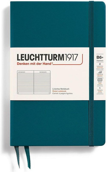 Тефтер Leuchtturm1917 Paperback - B6+, зелен, линиран, твърди корици