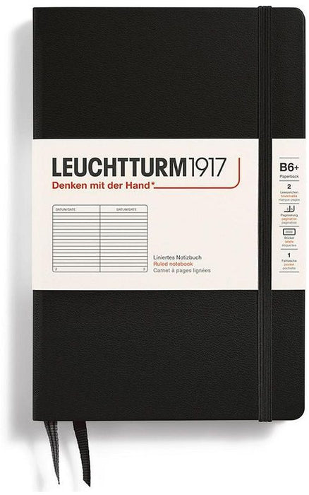 Тефтер Leuchtturm1917 Paperback - B6+, черен, линиран, твърди корици