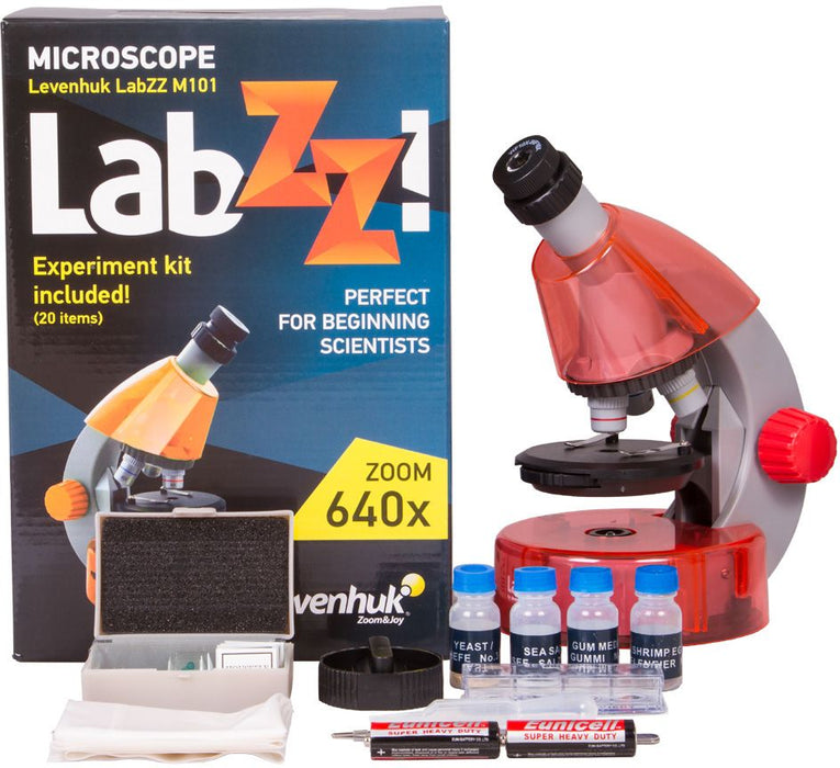 Микроскоп Levenhuk - LabZZ M101, червен