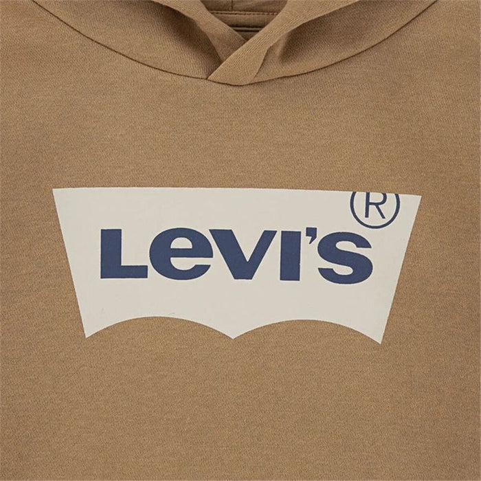 Детски суичър с качулка Levi's Lvb Batwing Screenprint Hoodie Кафяв
