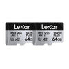 Комплект от 2 карти памет Lexar High-Performance Silver Plus microSDXC 2x64GB + адаптер