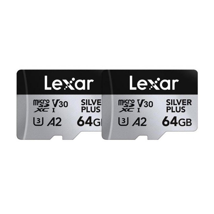 Комплект от 2 карти памет Lexar High-Performance Silver Plus microSDXC 2x64GB + адаптер