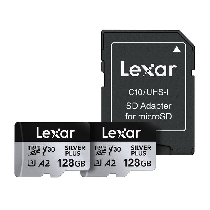 Комплект от 2 карти памет Lexar High-Performance Silver Plus microSDXC 2x128GB + адаптер