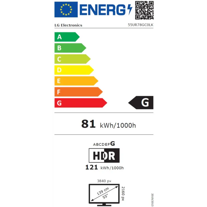 LG 55UR78GC0LK 55’’ 4K UltraHD TV 3840 x 2160 DVB-T2/C/S2