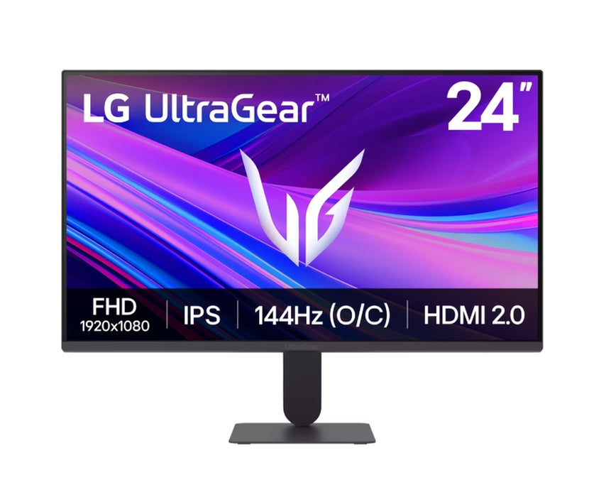 LG 24G411A-B, UltraGear 23.8" IPS, AG, 1ms MBR, 144Hz, 5ms GtG, 1500:1, 250cd/m2, Full HD 1920x1080, sRGB 99%, HDR10, NVIDIA G-SYNC, AMD FreeSync, HDMI, DisplayPort, LG Switch, изход за слушалки, VRR, режим на четене, накланяне, черен