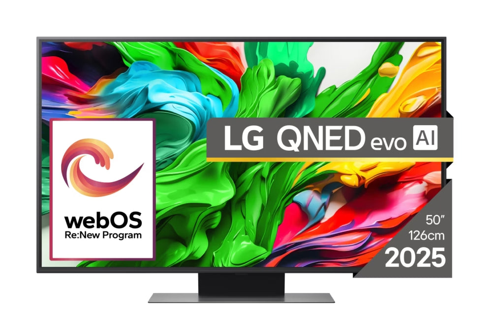 LG 50QNED86A3C, 50" 4K QNED HDR Smart TV, 3840x2160, 60Hz Native (VRR 144Hz), DVB-T2/C/S2, Alpha 7 AI процесор, HDR 10 PRO, webOS 25 ThinQ, 4K Upscaling, WiFi 5, Dolby Vision, Bluetooth 5.1, AirPlay 2, LAN, CI, HDMI, SPDIF, Стойка