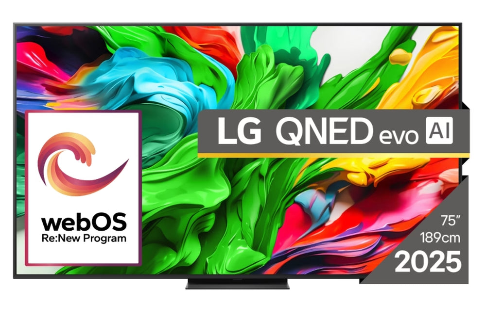 LG 75QNED86A3A, 75" 4K QNED HDR Smart TV, 3840x2160, 120Hz Native (VRR 144Hz), DVB-T2/C/S2, Alpha 8 AI процесор, HDR 10 PRO, webOS 25 ThinQ, 4K Upscaling, WiFi 5, Dolby Vision, Bluetooth 5.1, AirPlay 2, LAN, CI, HDMI, SPDIF, Стойка