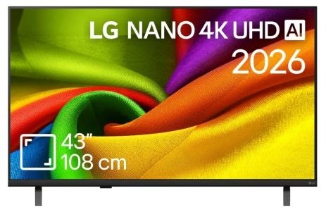 Смарт телевизор LG - 43NU8E0B3LA, 43'', LED, 4K, NanoCell, черен
