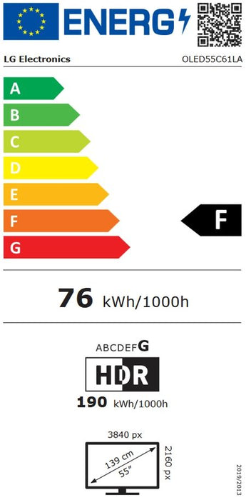 Смарт телевизор LG - OLED55C61LA, 55", OLED evo, 4K, 120Hz (up to 165Hz VRR), черен