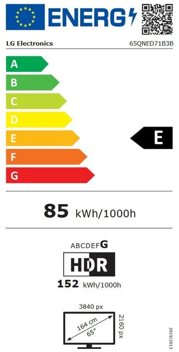 Смарт телевизор LG - 65QNED71B3B, 65", QNED, MiniLED, 4K, черен