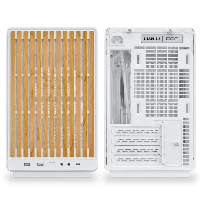 Кутия Lian Li DAN A3-mATX Wood Edition White, Tempered Glass, Micro Tower