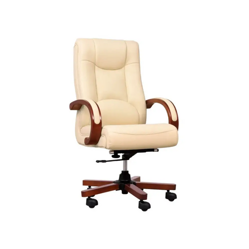 LIDER Кремаво кожено кресло