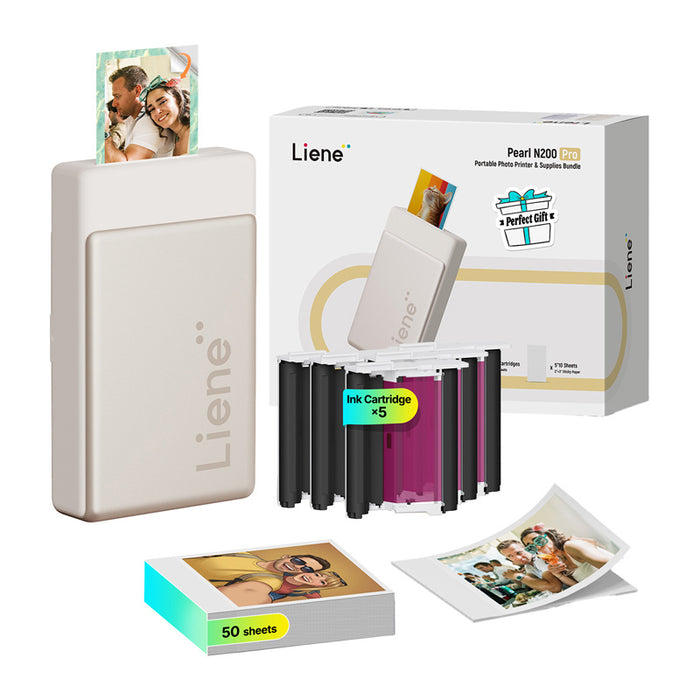 Комплект за преносим фотопринтер Liene Pearl N200 Pro 2x3" (златен)