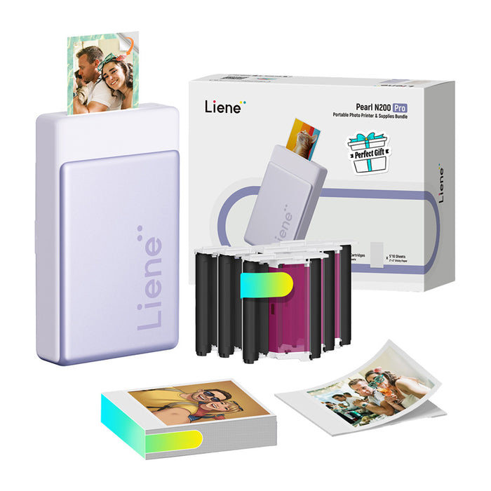 Комплект за преносим фотопринтер Liene Pearl N200 Pro 2x3" (лилав)