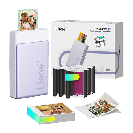 Комплект за преносим фотопринтер Liene Pearl N200 Pro 2x3" (лилав)
