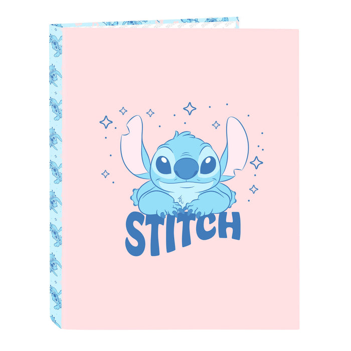 Папка с пръстени Lilo & Stitch Ohana Син Светло розово A4 26.5 x 33 x 4 cm