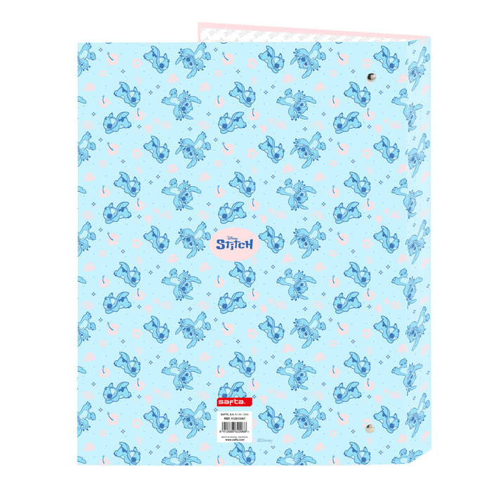 Папка с пръстени Lilo & Stitch Ohana Син Светло розово A4 26.5 x 33 x 4 cm