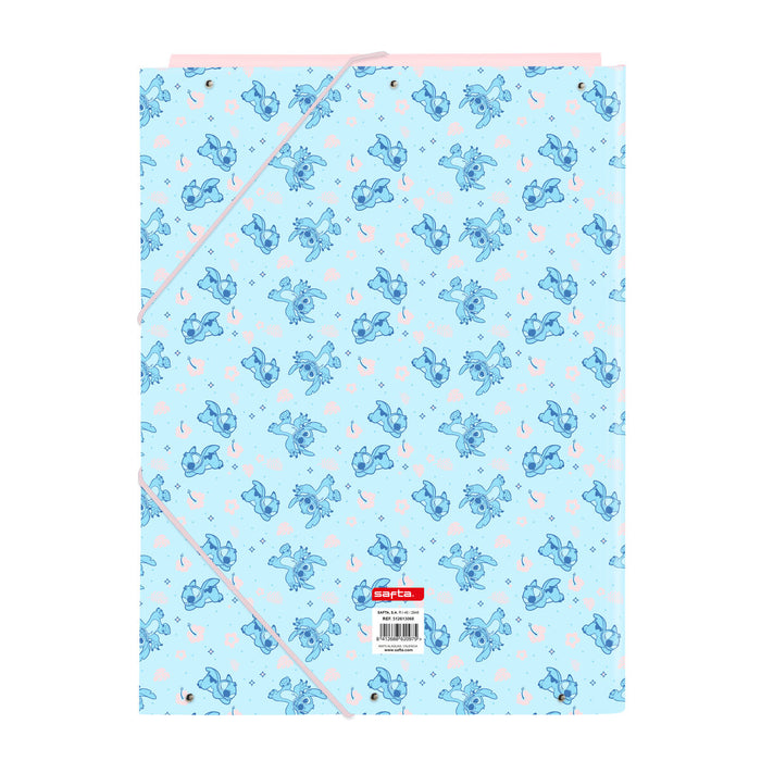 Папка с пръстени Lilo & Stitch Ohana Син Светло розово A4 26 x 33.5 x 2.5 cm