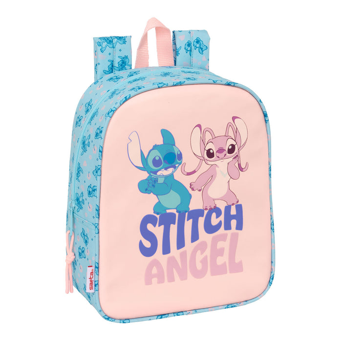 Училищна чанта Lilo & Stitch Ohana Розов Светло син 22 x 27 x 10 cm