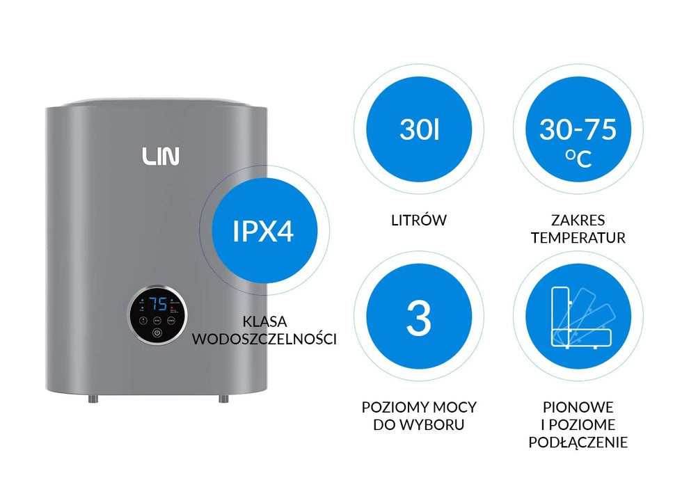 Електрически бойлер LIN LIFVD1SMGY 30L UNIVERSAL сив