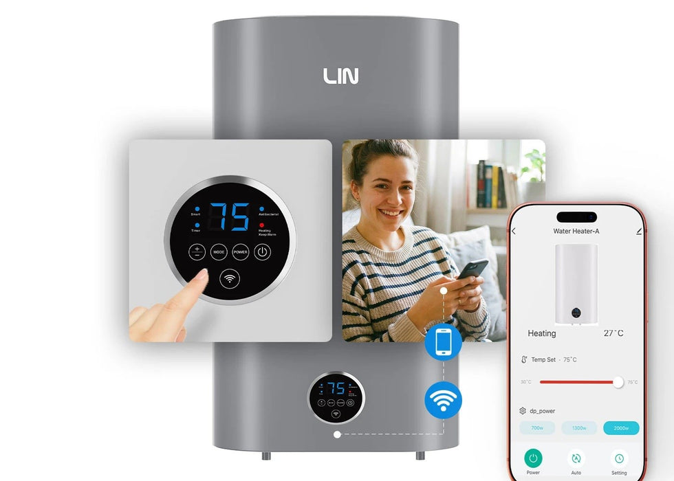 Електрически бойлер LIN LIFVD1SMGY 100L UNIVERSAL, сив, WiFi