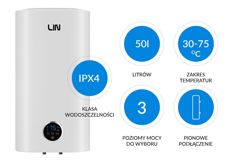 Електрически бойлер LIN LIFVD1SMWH 50L SMART бял