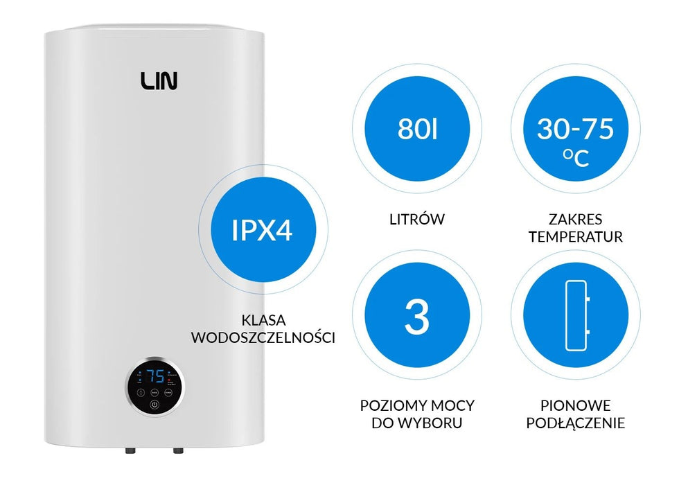 Електрически бойлер LIN LIFVD1SMWH WI-FI 80L SMART бял