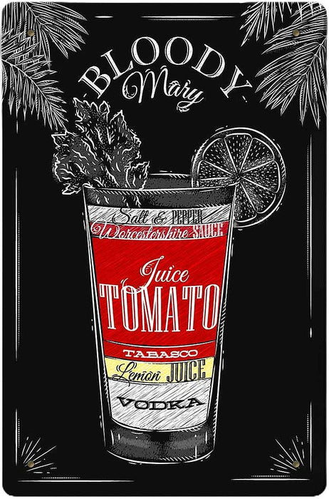 Метална табелка Liratech - Bloody Mary Cocktail, S
