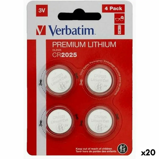 Литиеви кръгли батерии Verbatim 3 V CR2025 4 Части (20 броя)