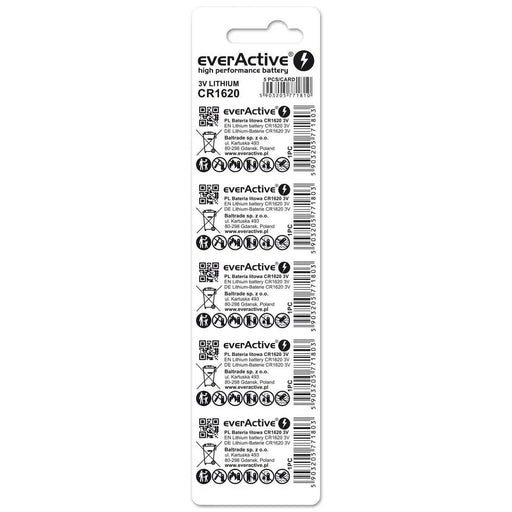 Литиева батерия mini everActive CR1620 5 бр.