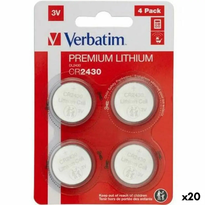 Литиеви кръгли батерии Verbatim 3 V CR2430 4 Части (20 броя)