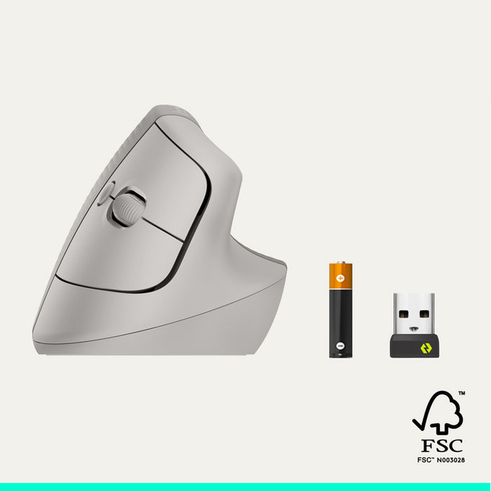Безжична Мишка с тихи бутони LOGITECH Vertical Ergonomic Mouse LIFT Sand 910-007771 Smartwheel, Multi device