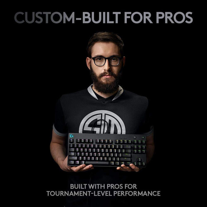 Keyboard, Logitech G Pro TKL Keyboard, GX Clicky, Lightsync RGB, Detachable Cable, 3-Step Angle Adjustment, 12 Programmable F Keys, Black