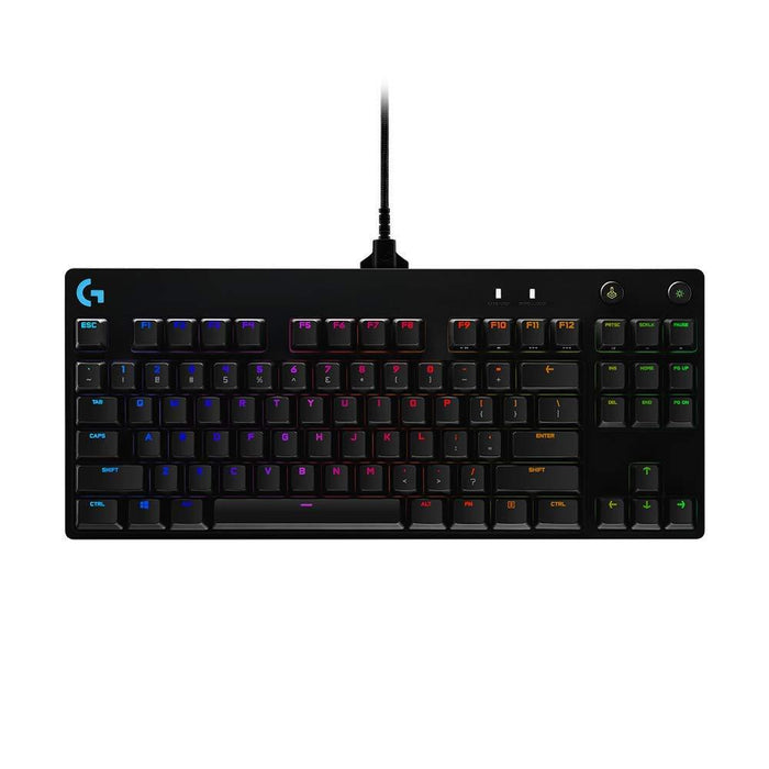 Keyboard, Logitech G Pro TKL Keyboard, GX Clicky, Lightsync RGB, Detachable Cable, 3-Step Angle Adjustment, 12 Programmable F Keys, Black