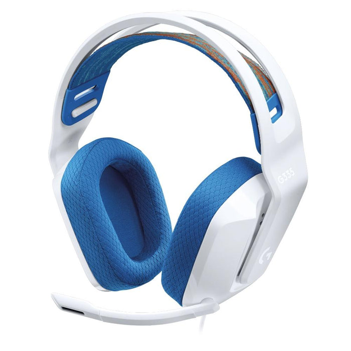 Headphones, Logitech G335 Gaming Headset, PRO-G 40 mm Drivers, DTS Headphone:X 2.0 Surround, Blue Voice Microphone, 240 g, White