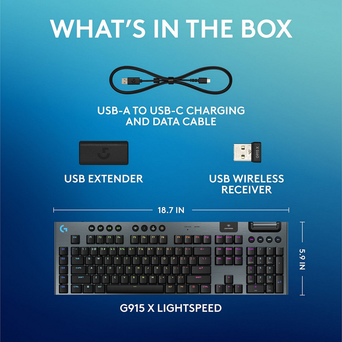 Клавиатура Logitech G915 X LIGHTSPEED Безжична Черна 920-012698