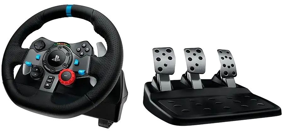 Волан с педали Logitech - G29 Driving Force + G321 Lightspeed, PS5/PS4/PC, черен