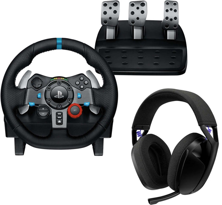 Волан с педали Logitech - G29 Driving Force + G321 Lightspeed, PS5/PS4/PC, черен