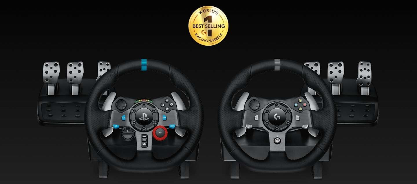 Волан с педали Logitech - G29 Driving Force + G321 Lightspeed, PS5/PS4/PC, черен
