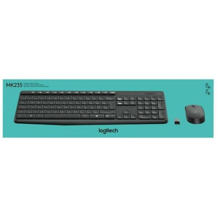 Kлаиатура с безжична мишка Logitech 920-007919 Черен Сив Испанска Qwerty